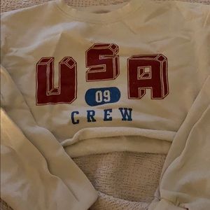 USA cropped crew neck sweater